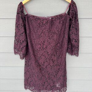 Cupcakes and Cashmere Size 10 Off-The-Shoulder Purple Lace Mini Dress